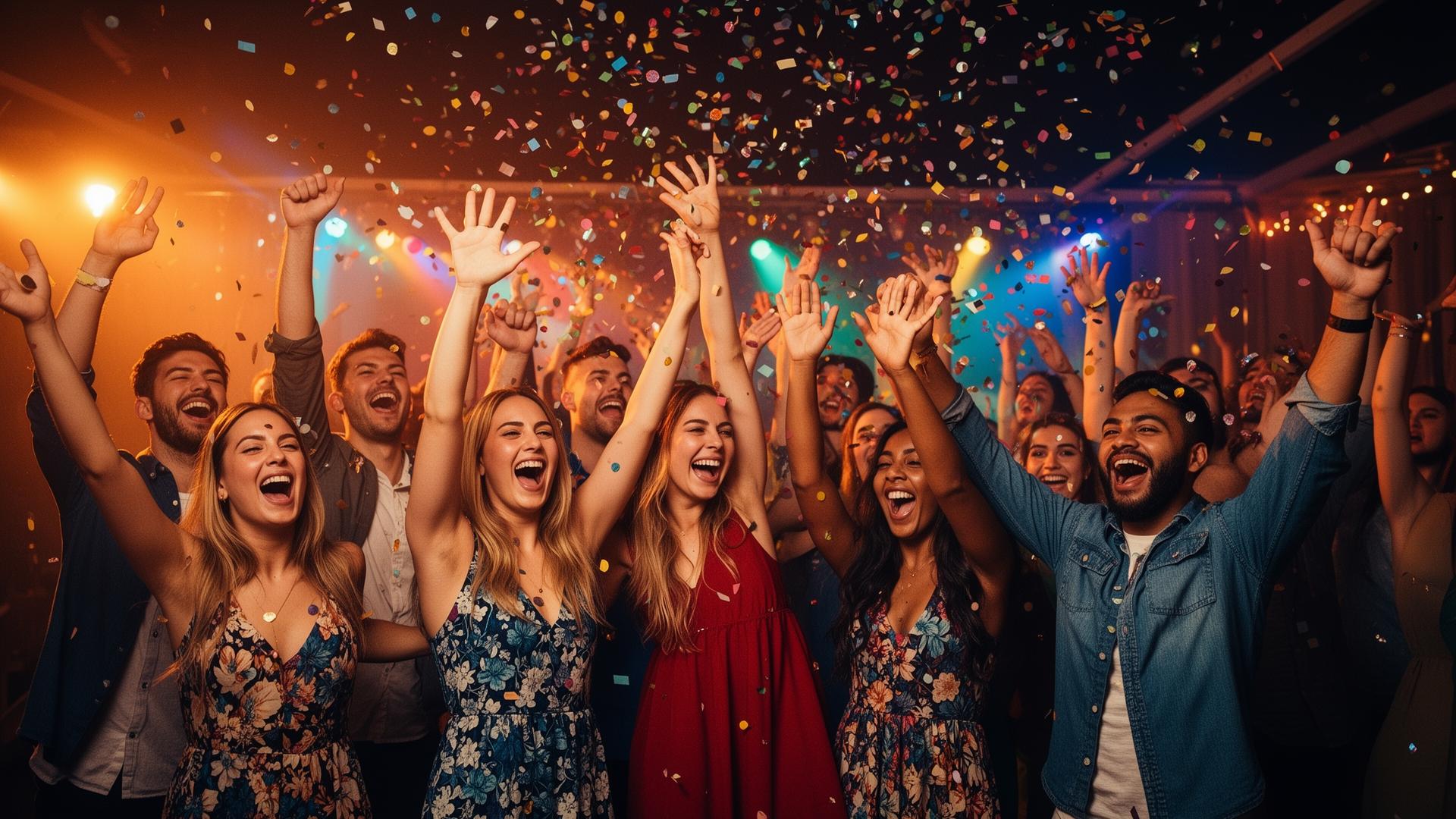 Friends making private predictions at an in-person social event